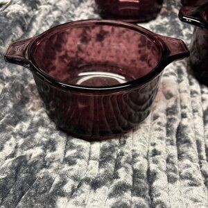 4 VINTAGE 80s Purple Amethyst Small Baking Dish Casserole